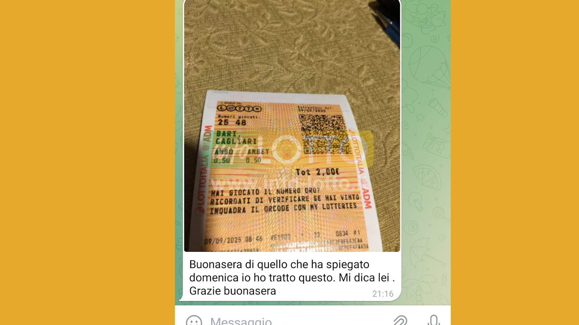 Vincita Settembre 2025