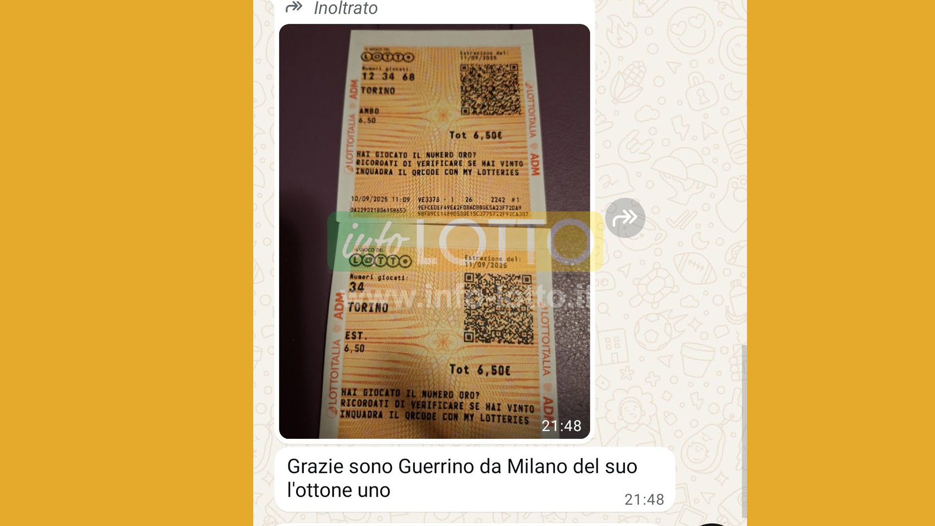 Vincita Settembre 2025