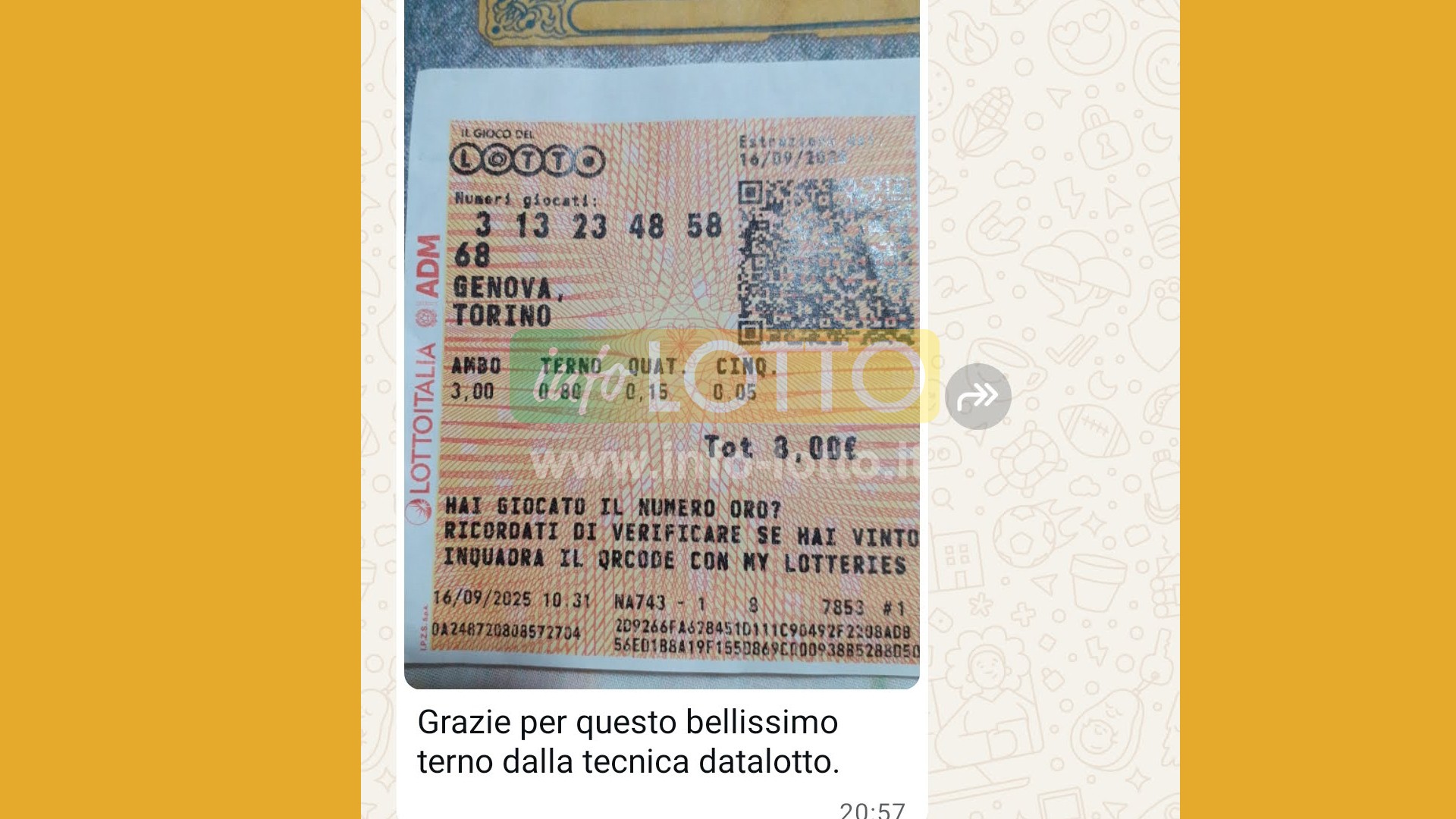 Vincita Settembre 2025