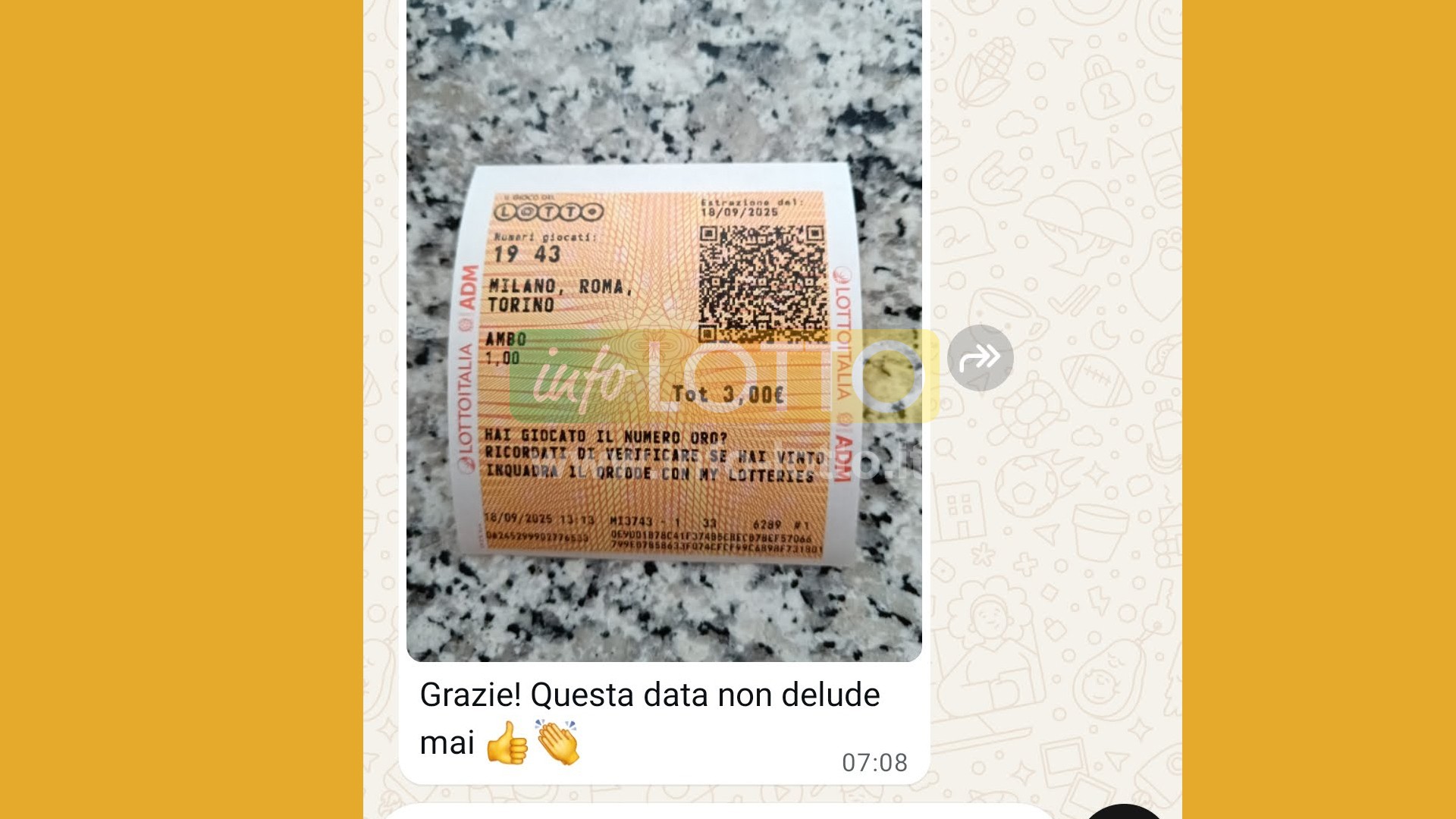 Vincita Settembre 2025