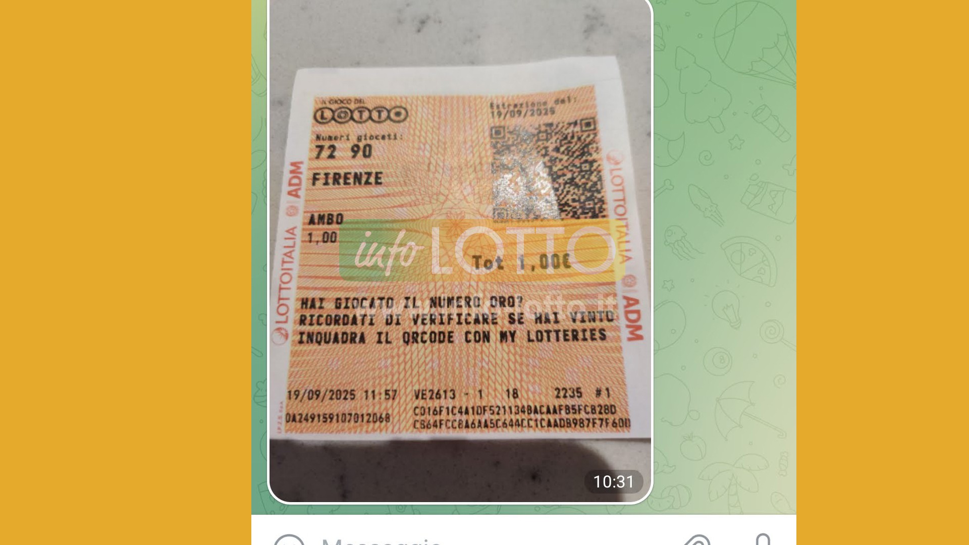 Vincita Settembre 2025