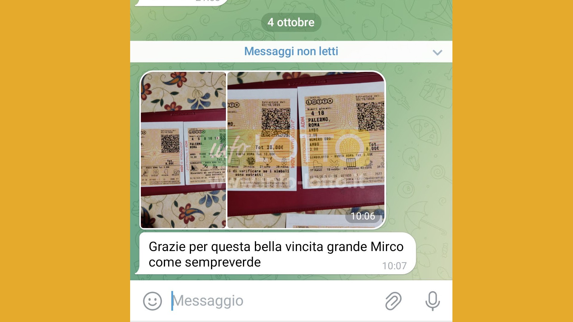 Vincita Ottobre 2025