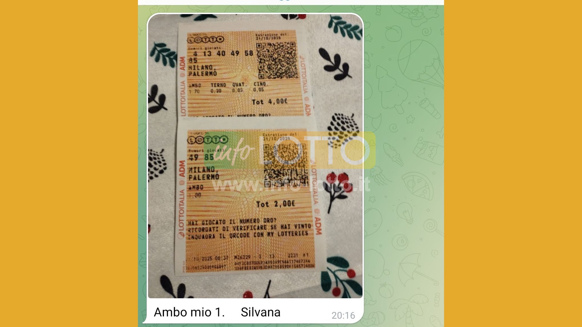 Vincita Ottobre 2025