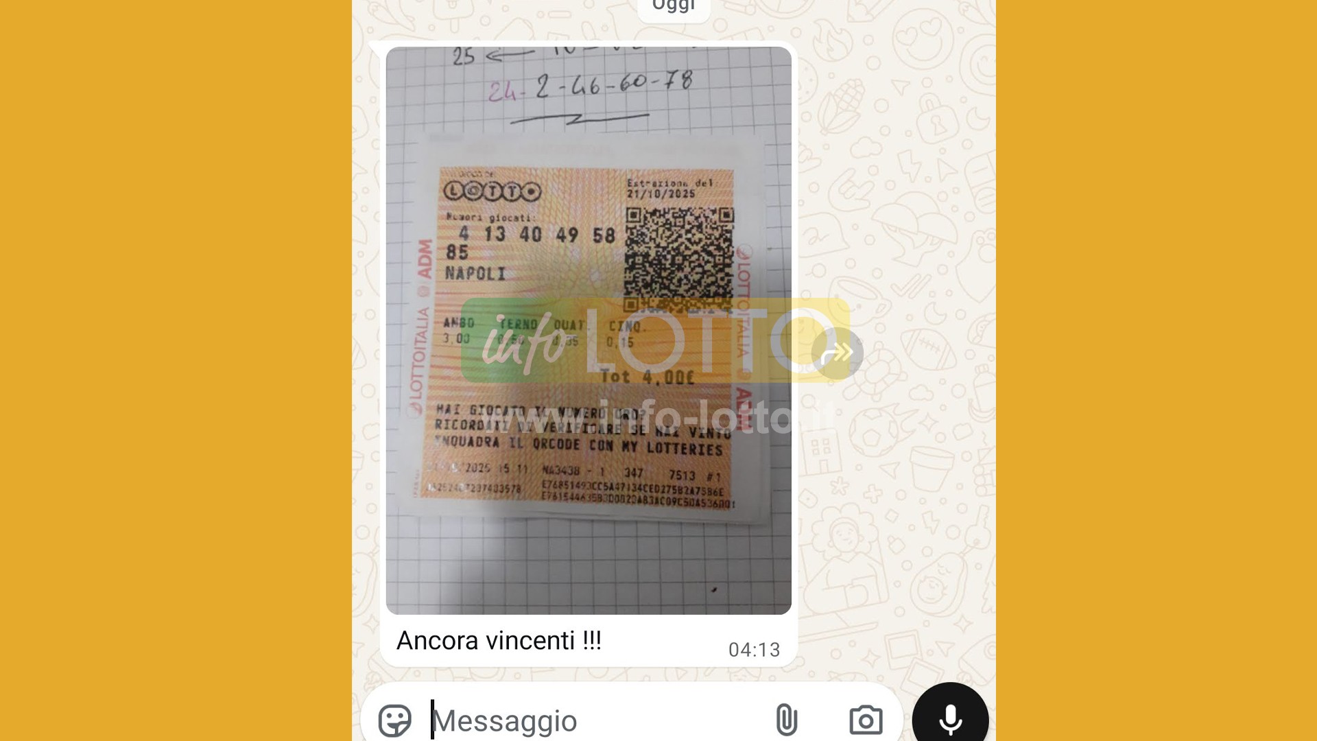Vincita Ottobre 2025