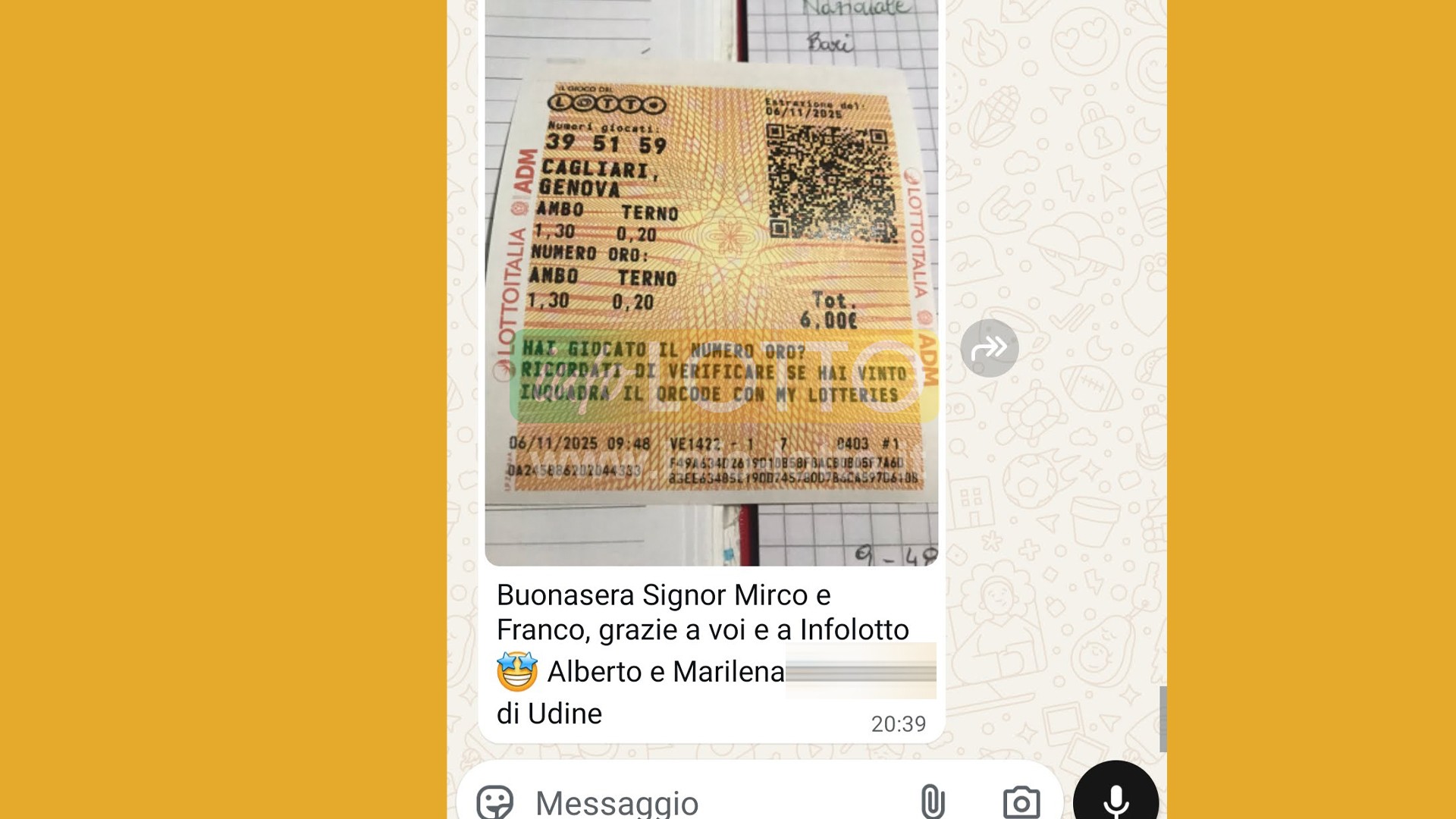 Vincita Novembre 2025
