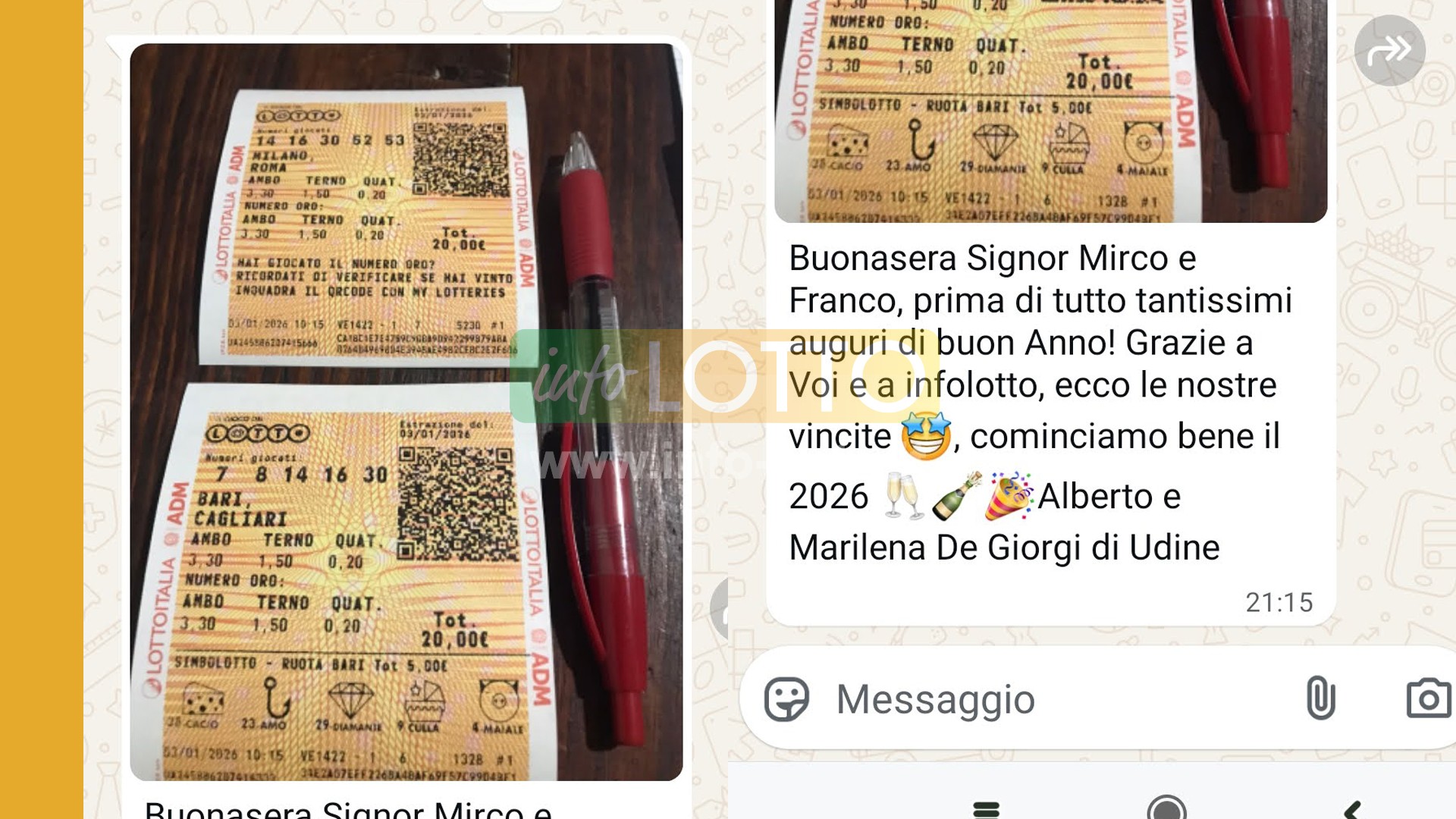 Vincita Gennaio 2026