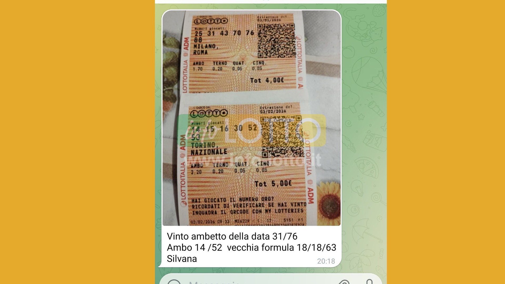 Vincita Febbraio 2026