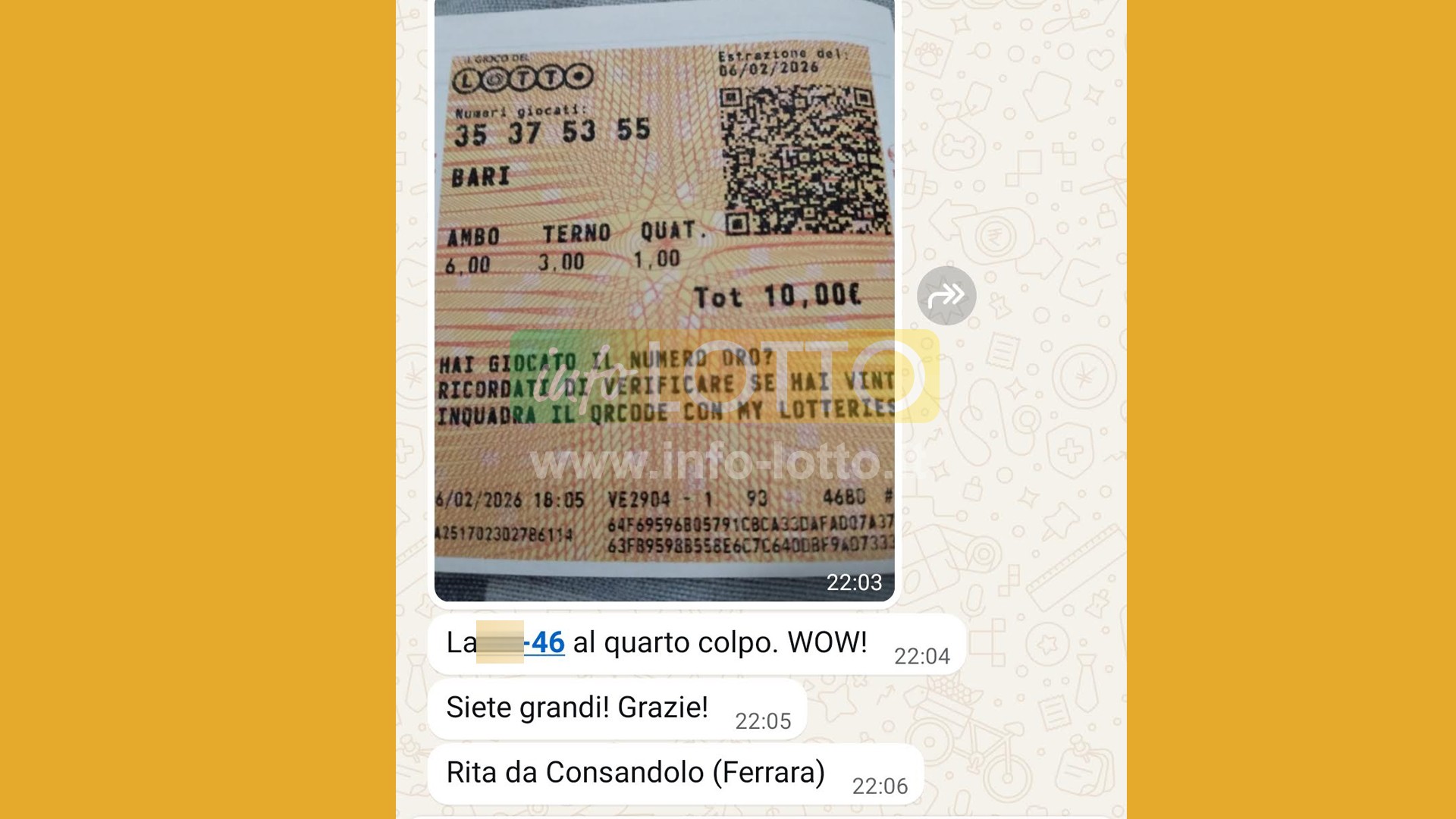 Vincita Febbraio 2026