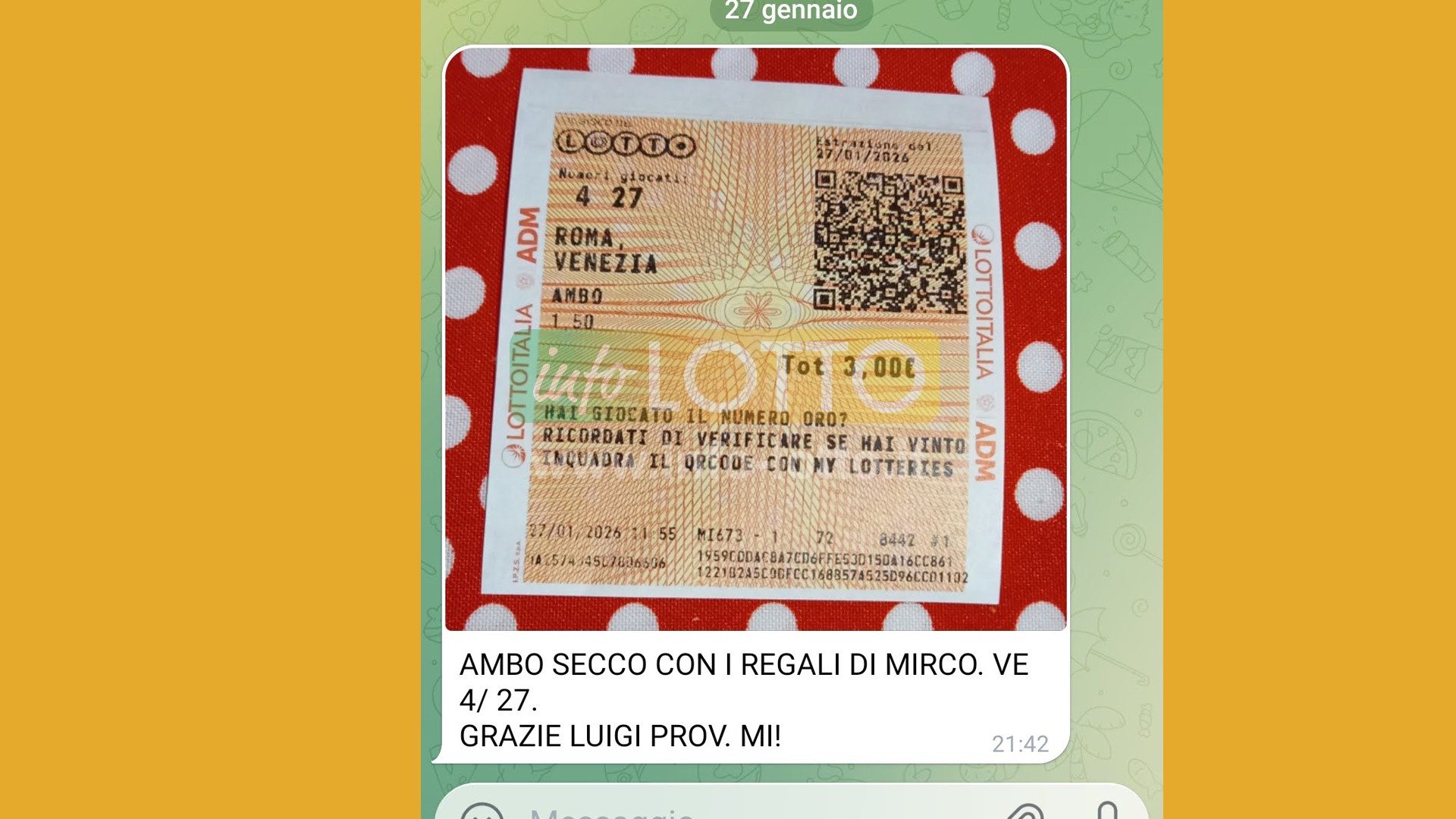 Vincita Febbraio 2026