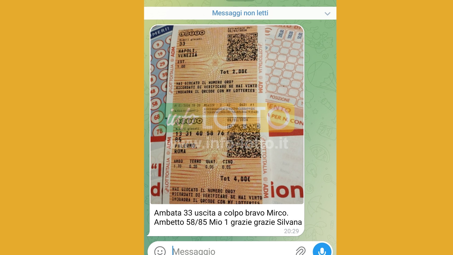 Vincita Marzo 2026