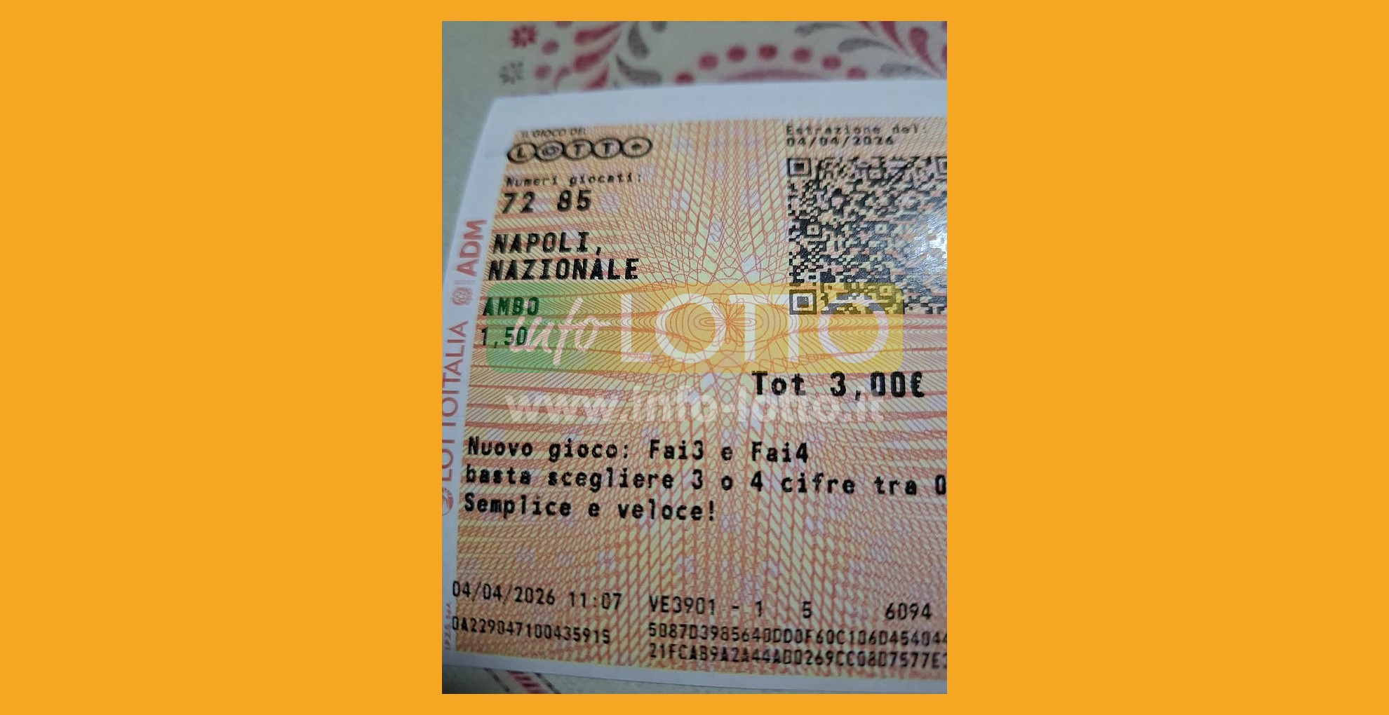 Vincita Aprile 2026