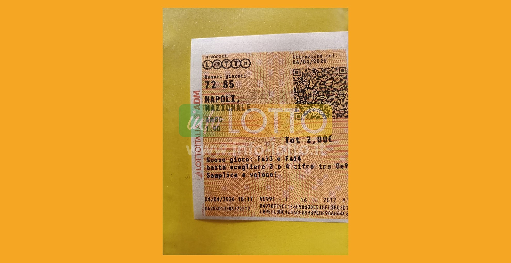 Vincita Aprile 2026