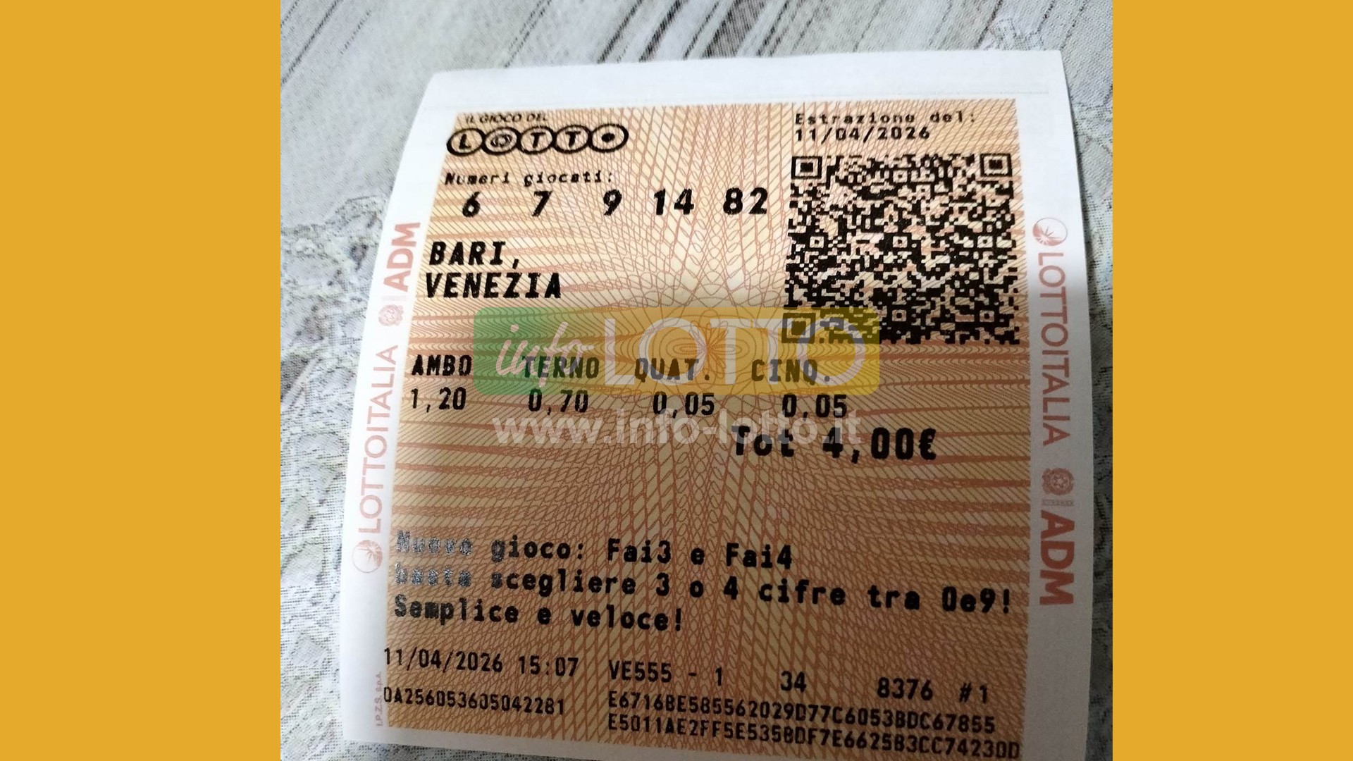 Vincita Aprile 2026