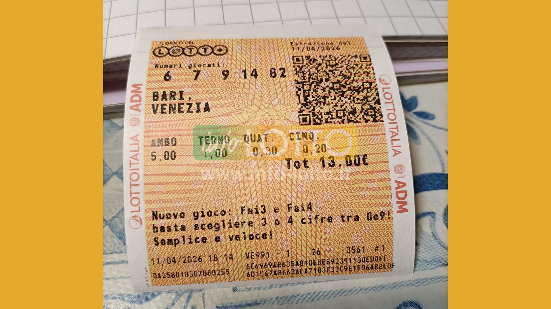 Vincita Aprile 2026