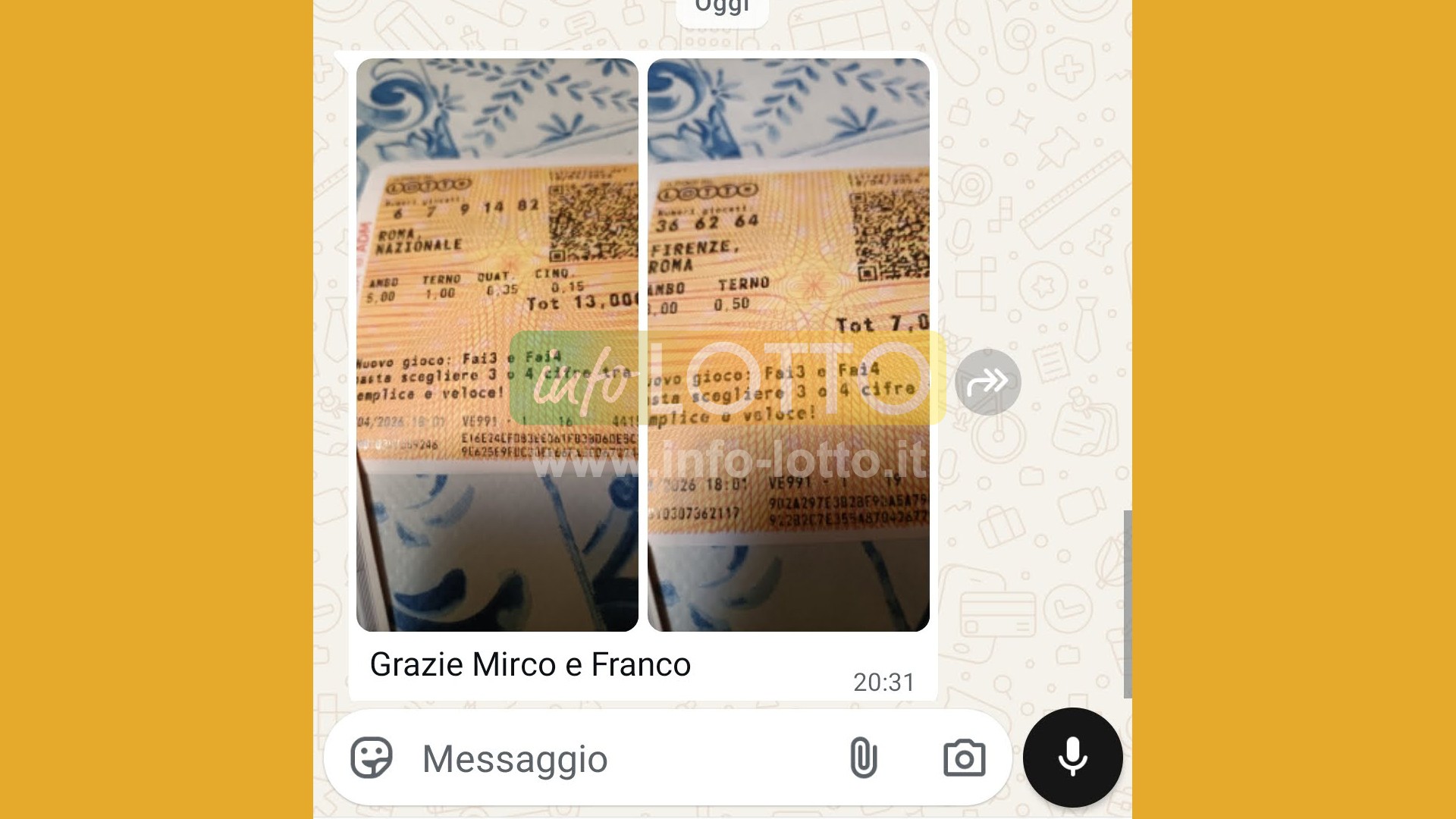 Vincita Aprile 2026