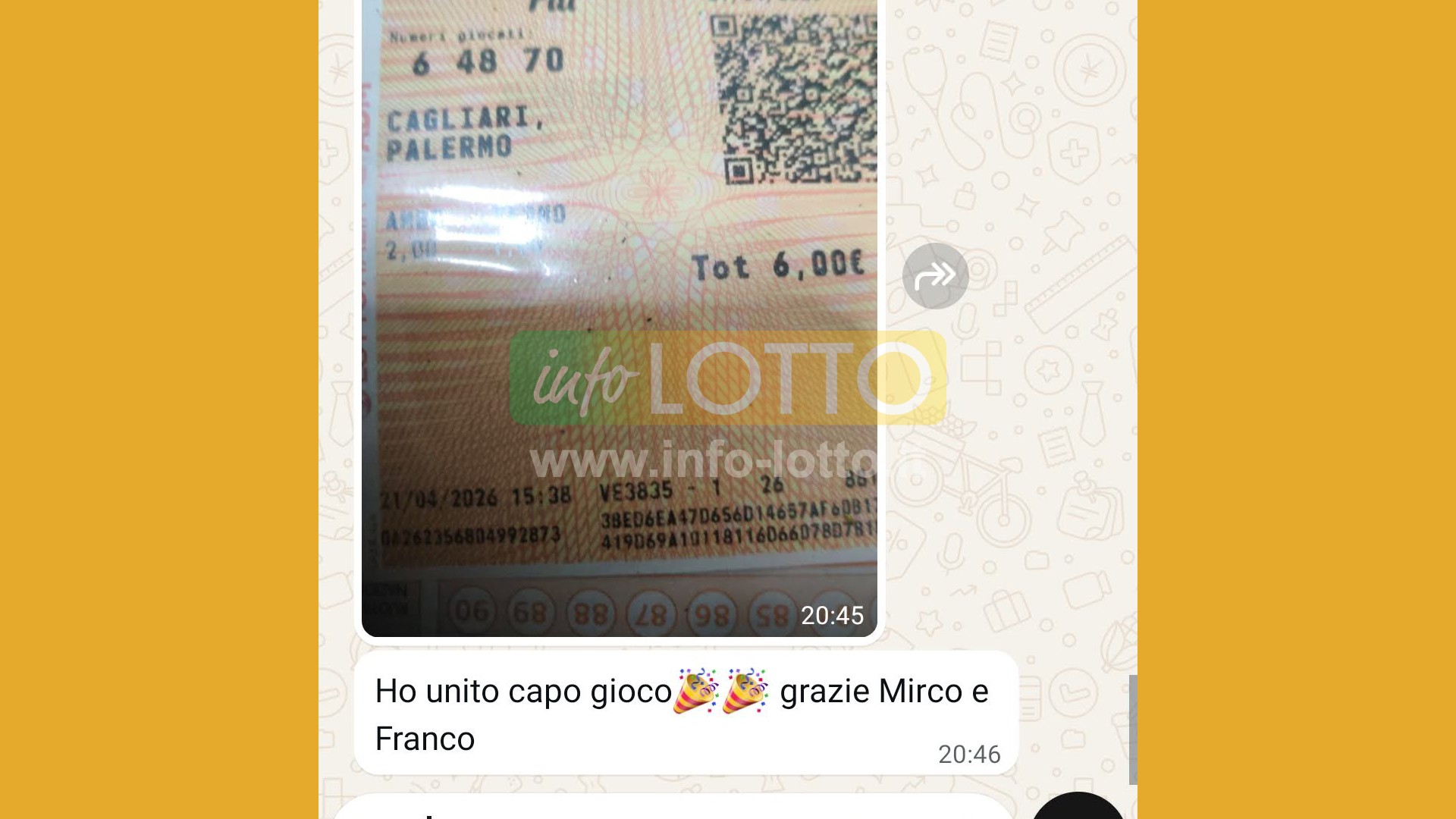Vincita Aprile 2026