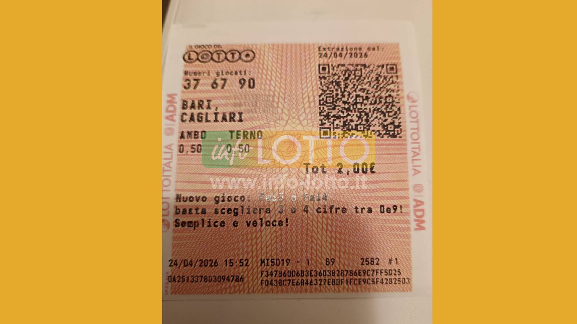Vincita Aprile 2026
