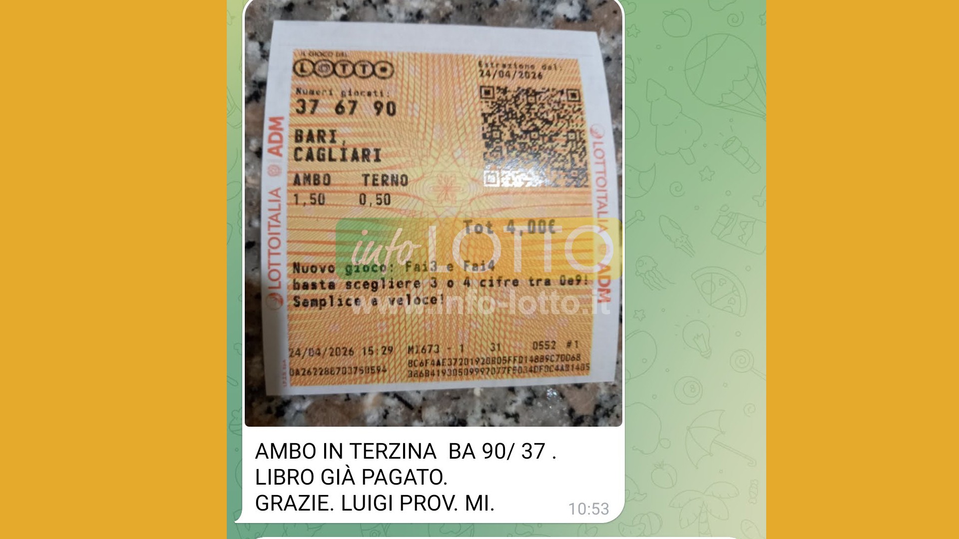 Vincita Aprile 2026