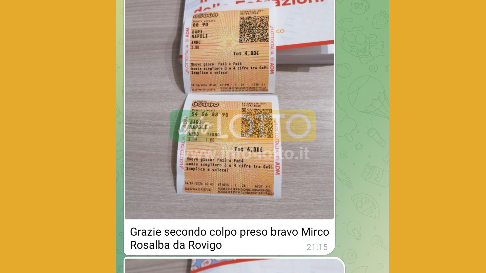 Vincita Aprile 2026