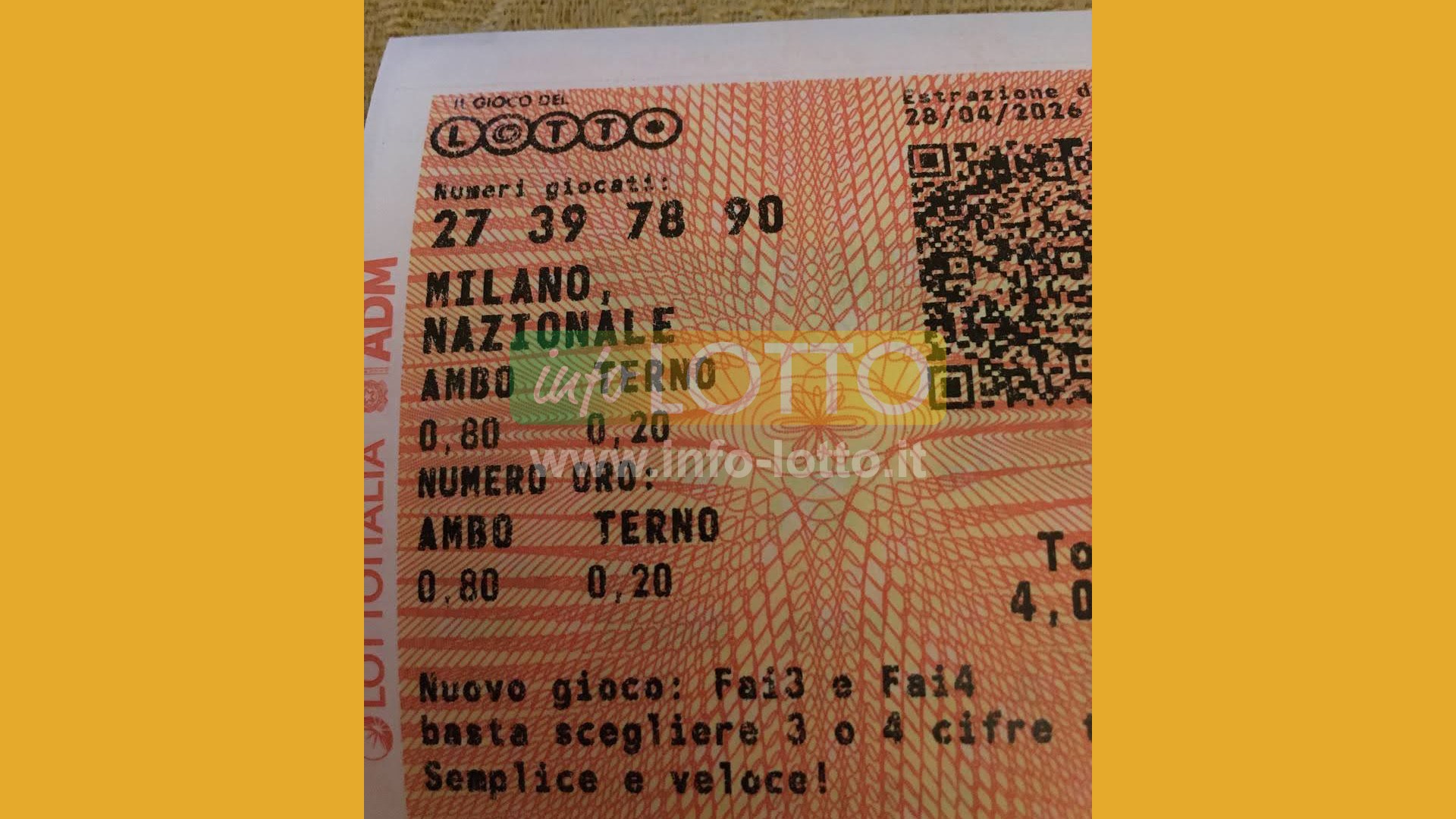 Vincita Aprile 2026