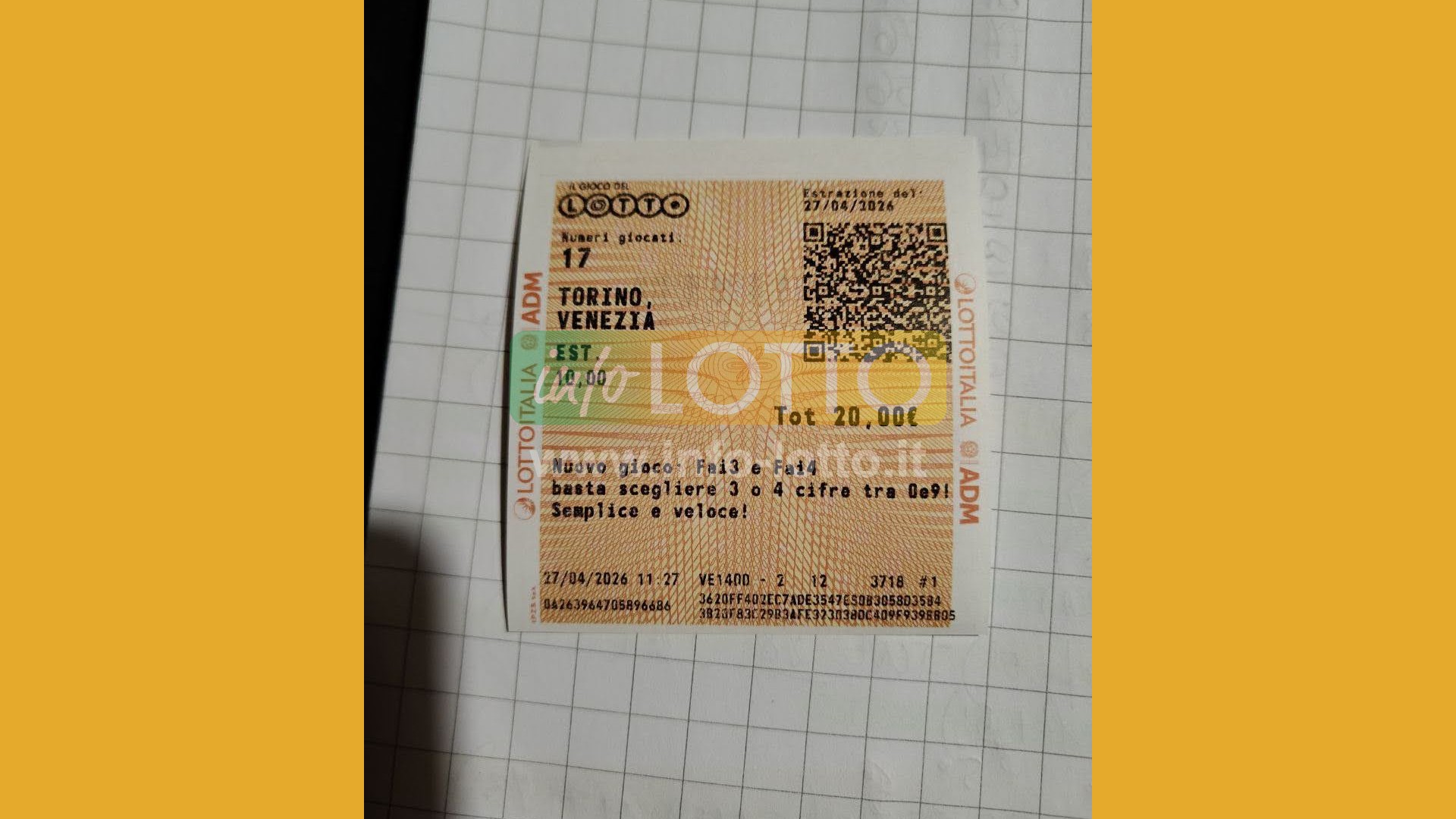 Vincita Aprile 2026
