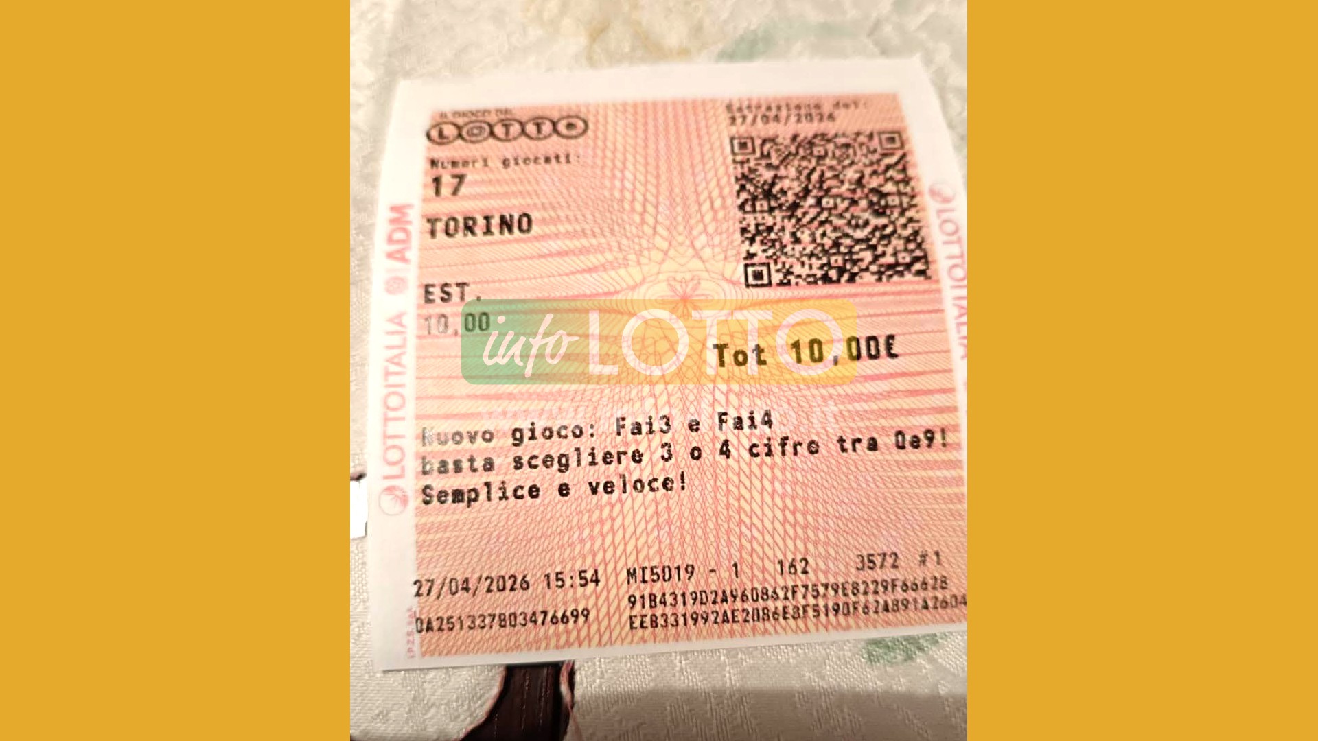 Vincita Aprile 2026