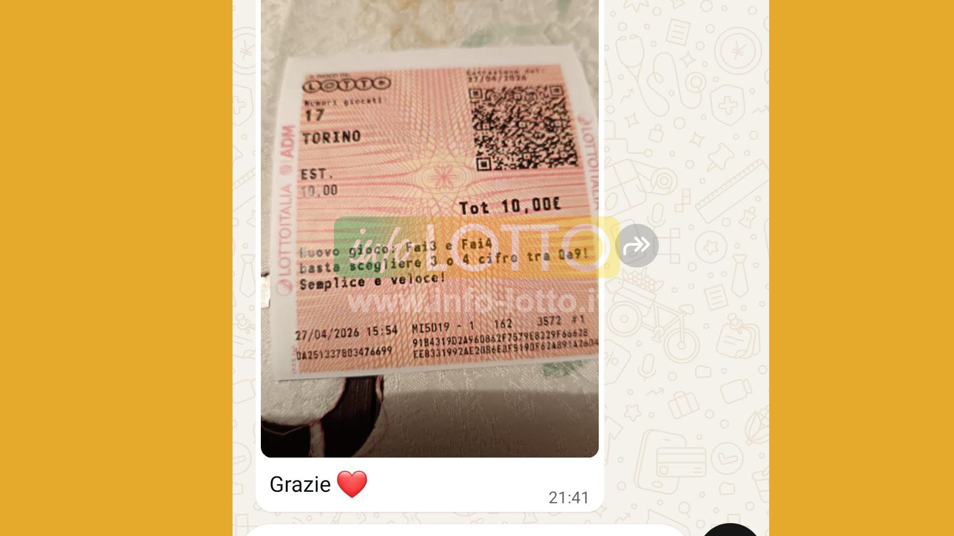 Vincita Aprile 2026