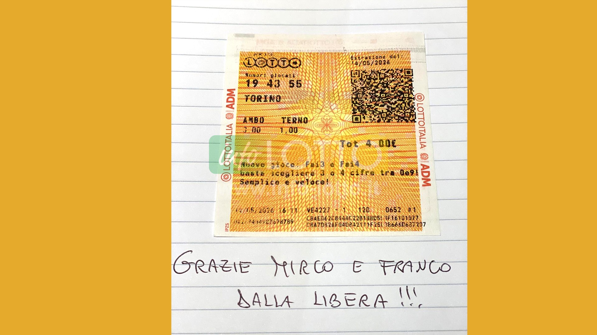 Vincita Maggio 2026