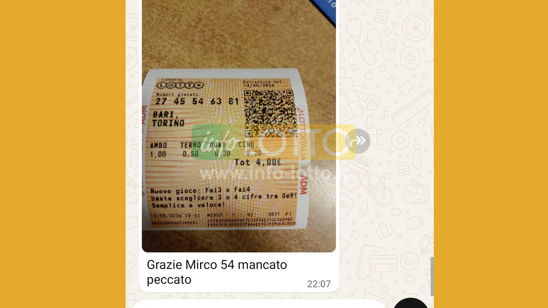 Vincita Maggio 2026