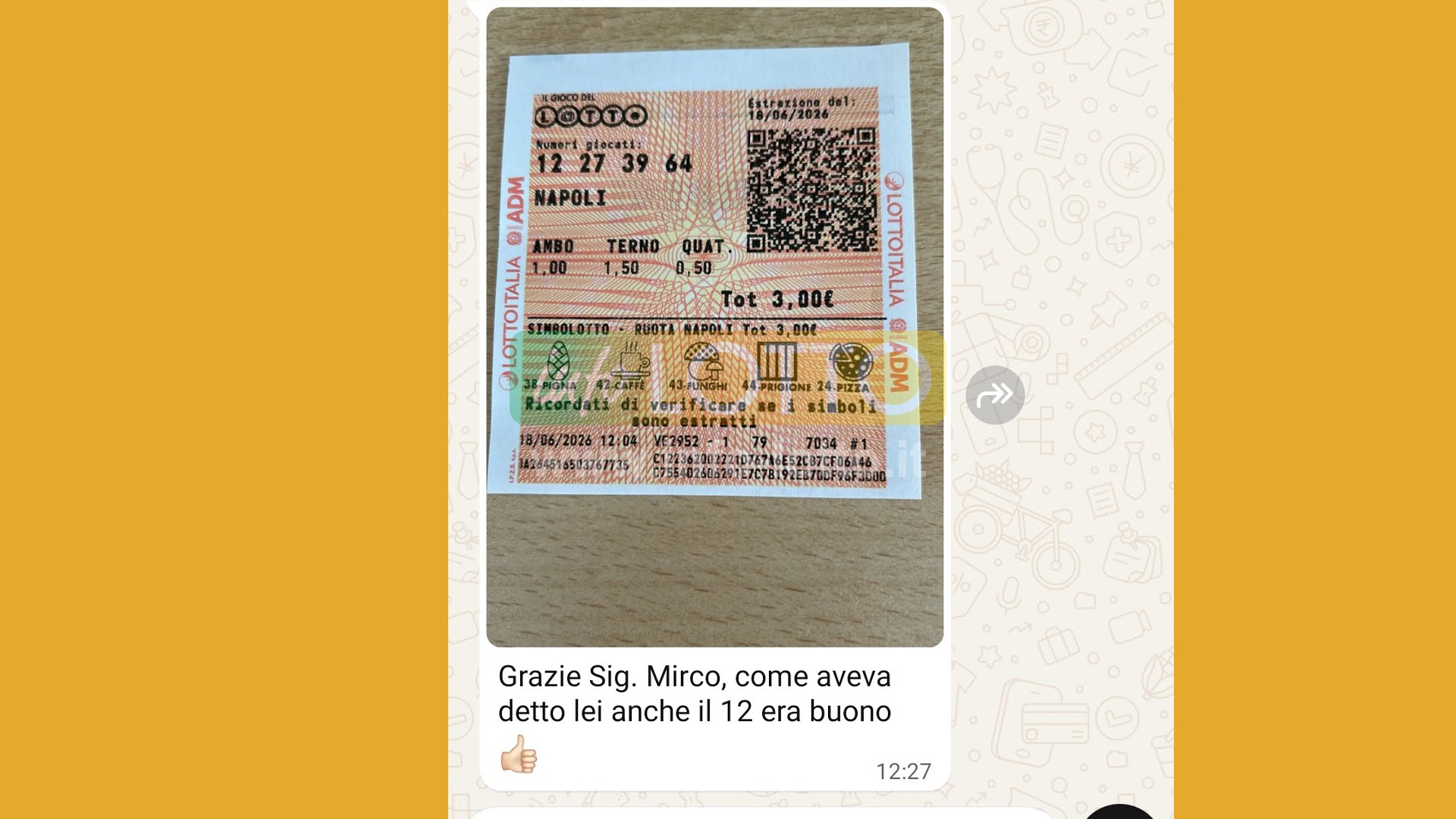 Vincita Giugno 2026