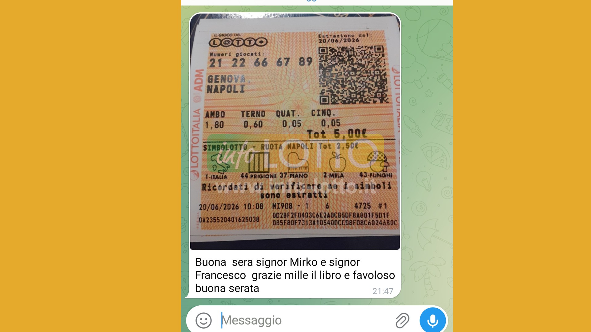 Vincita Giugno 2026