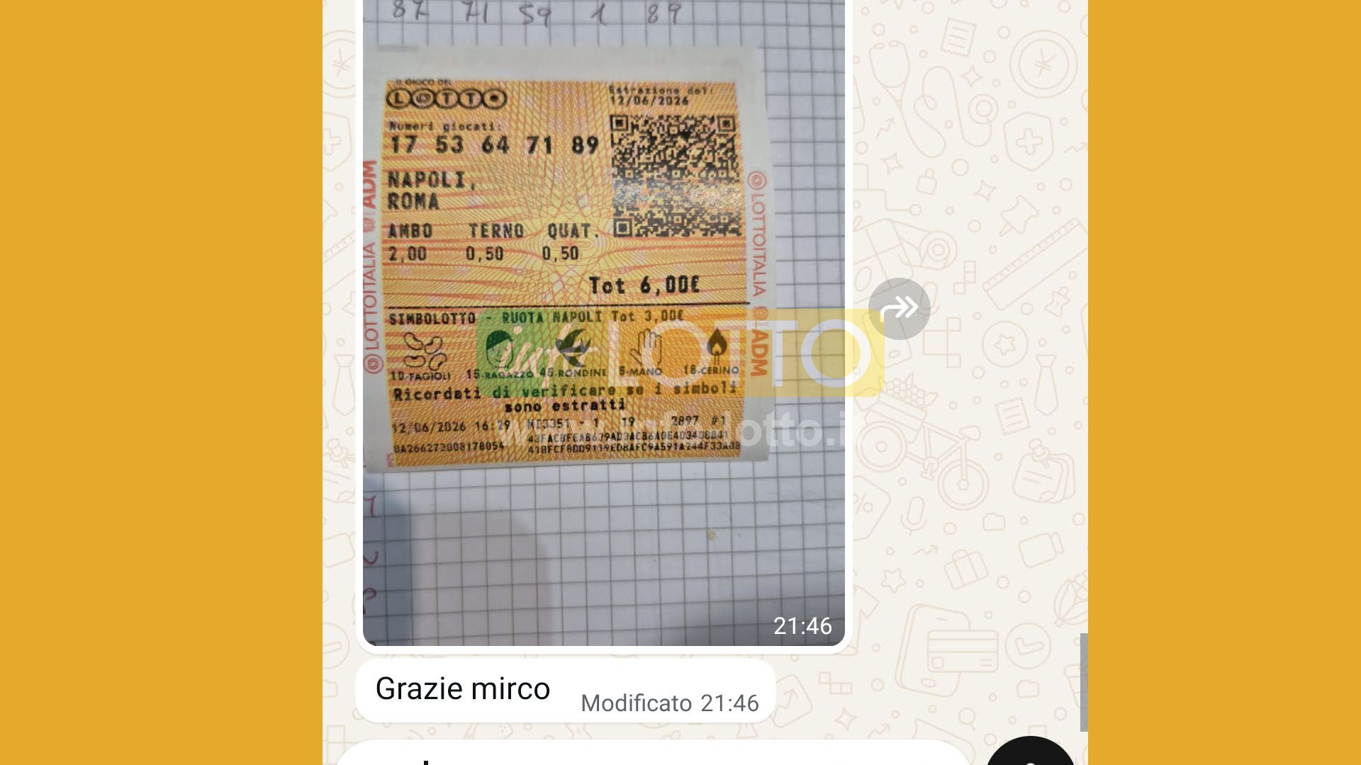 Vincita Giugno 2026