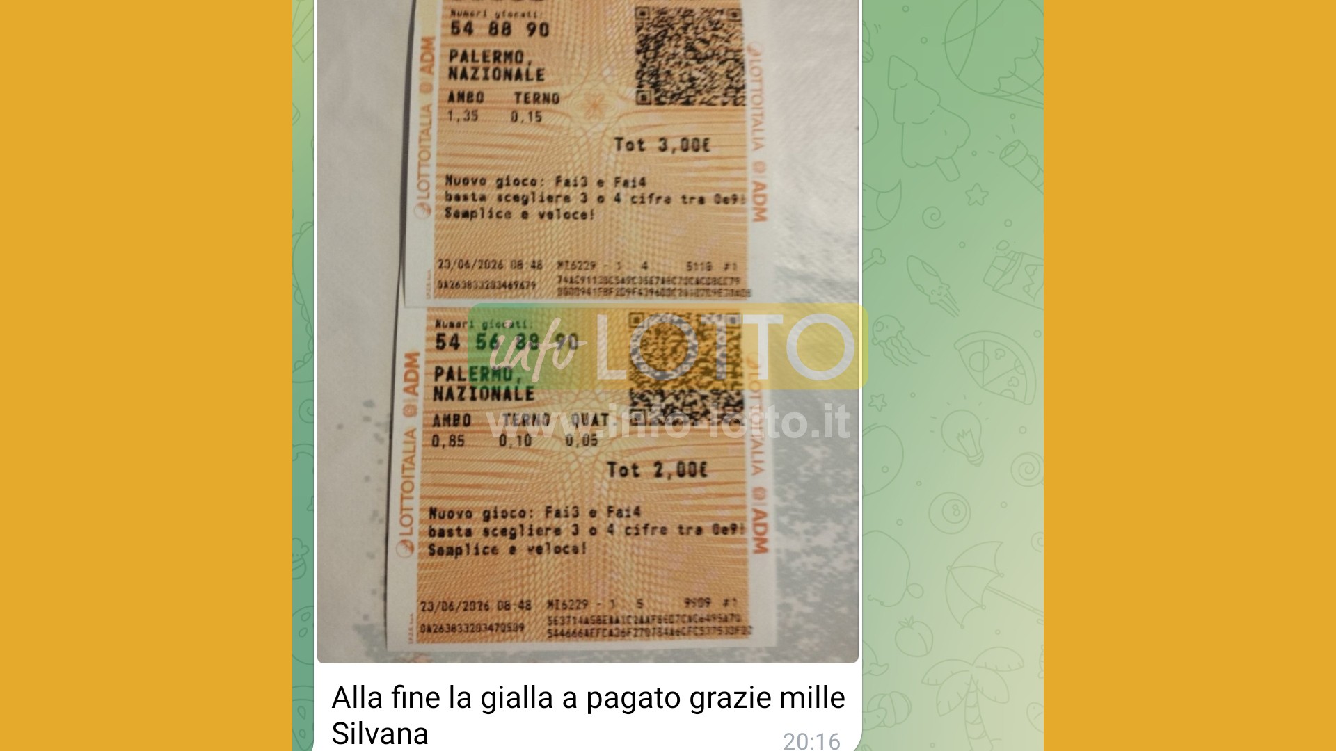 Vincita Giugno 2026