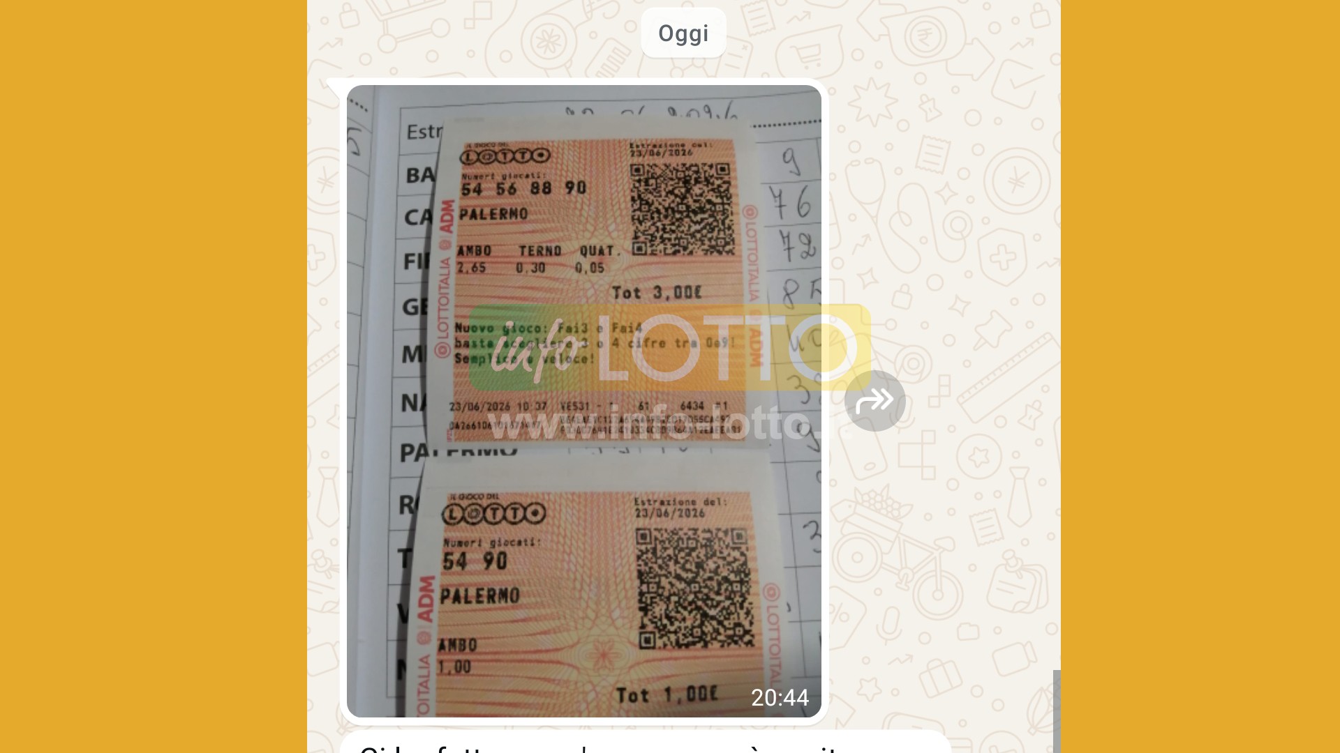 Vincita Giugno 2026