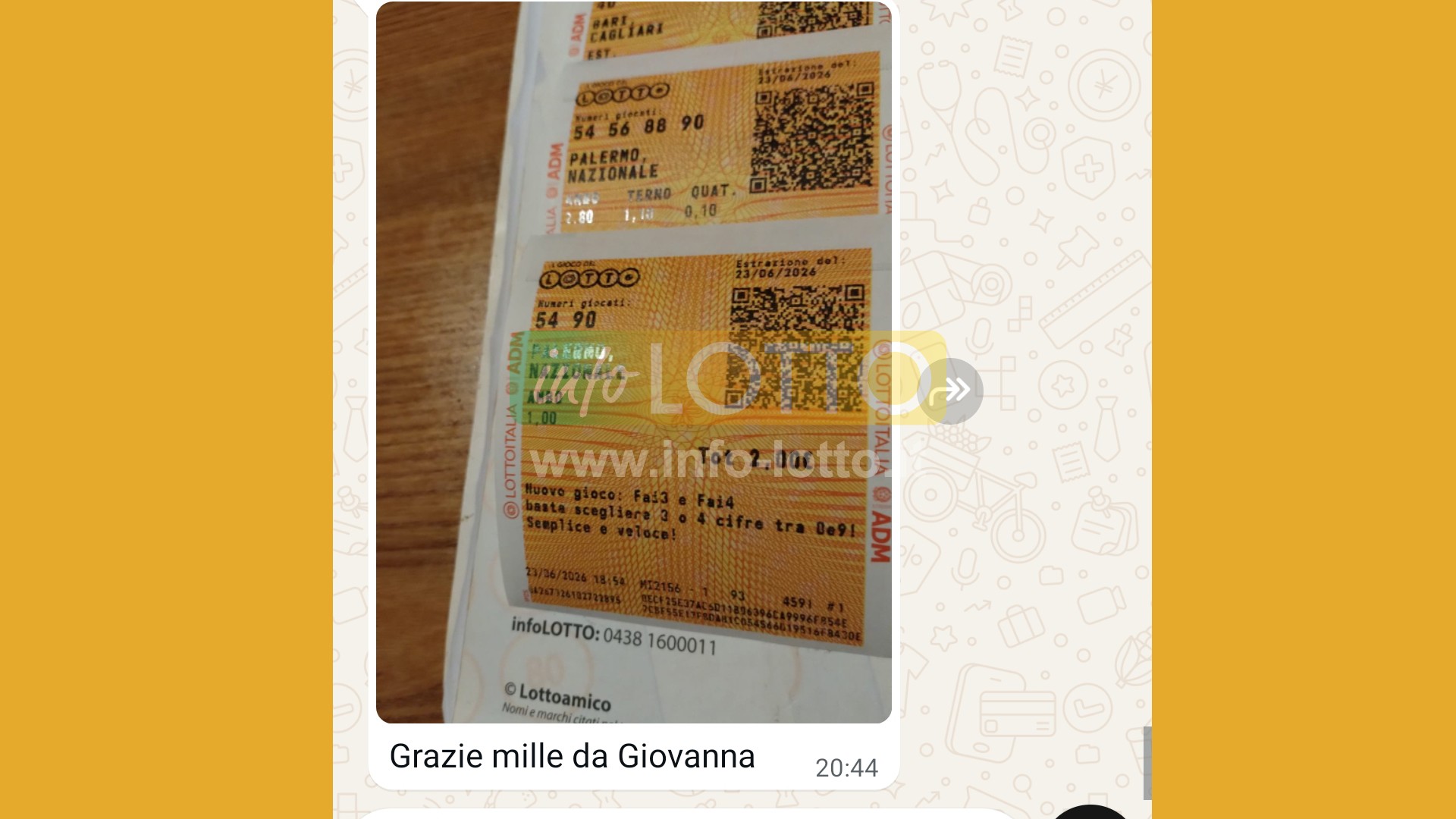 Vincita Giugno 2026