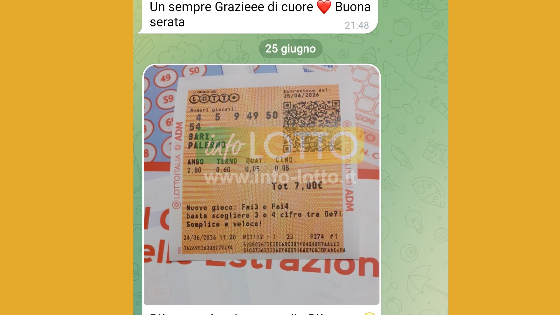 Vincita Giugno 2026