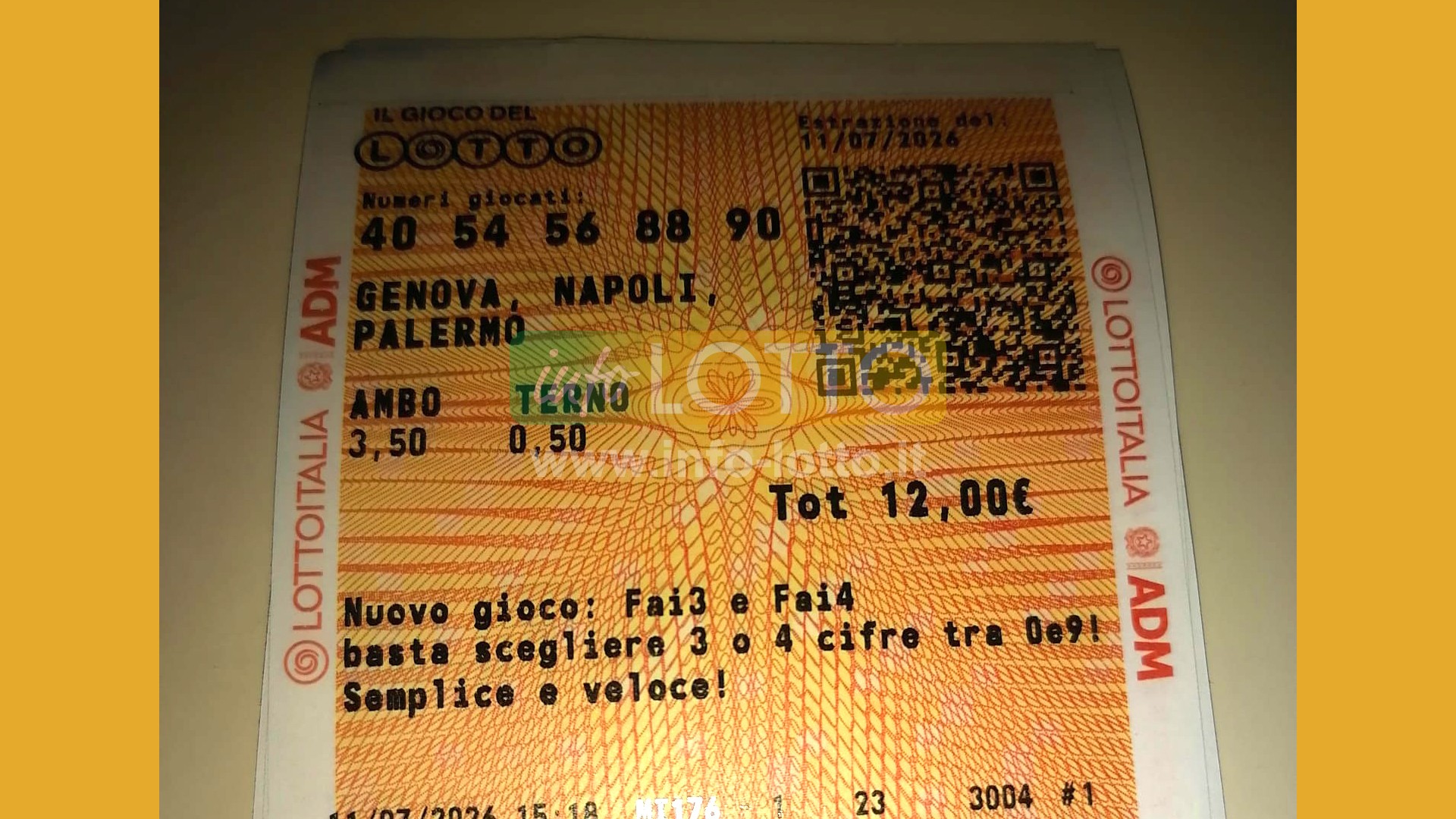 Vincita Luglio 2026