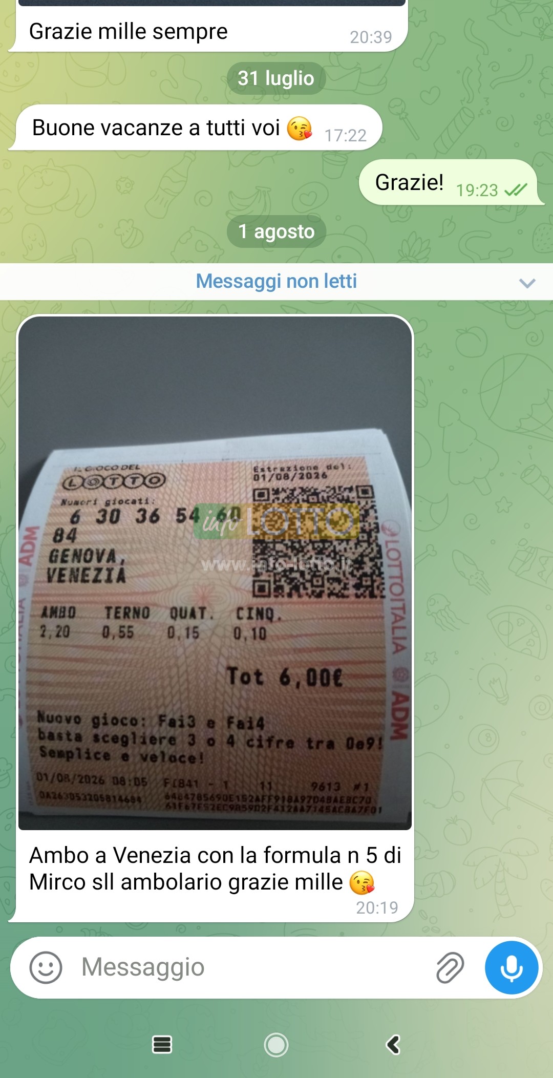 Vincita Agosto 2026