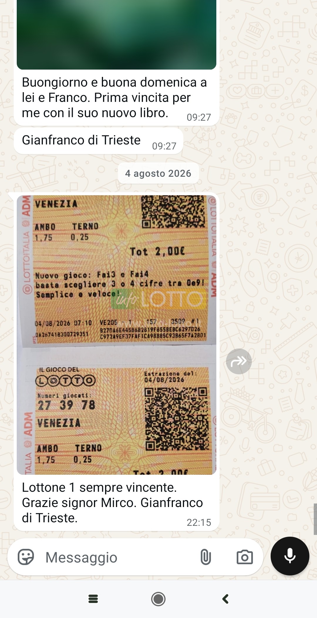 Vincita Agosto 2026