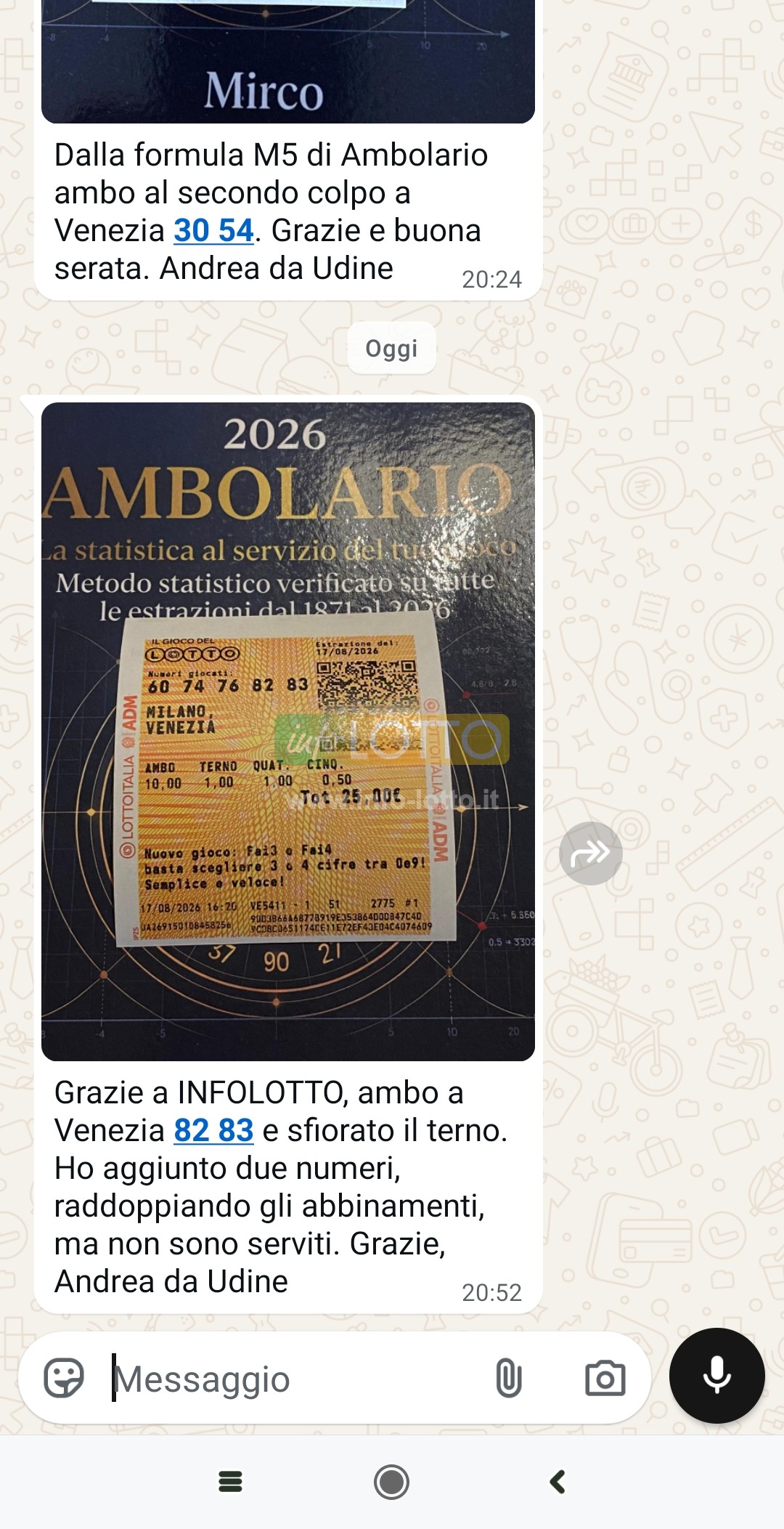 Vincita Agosto 2026