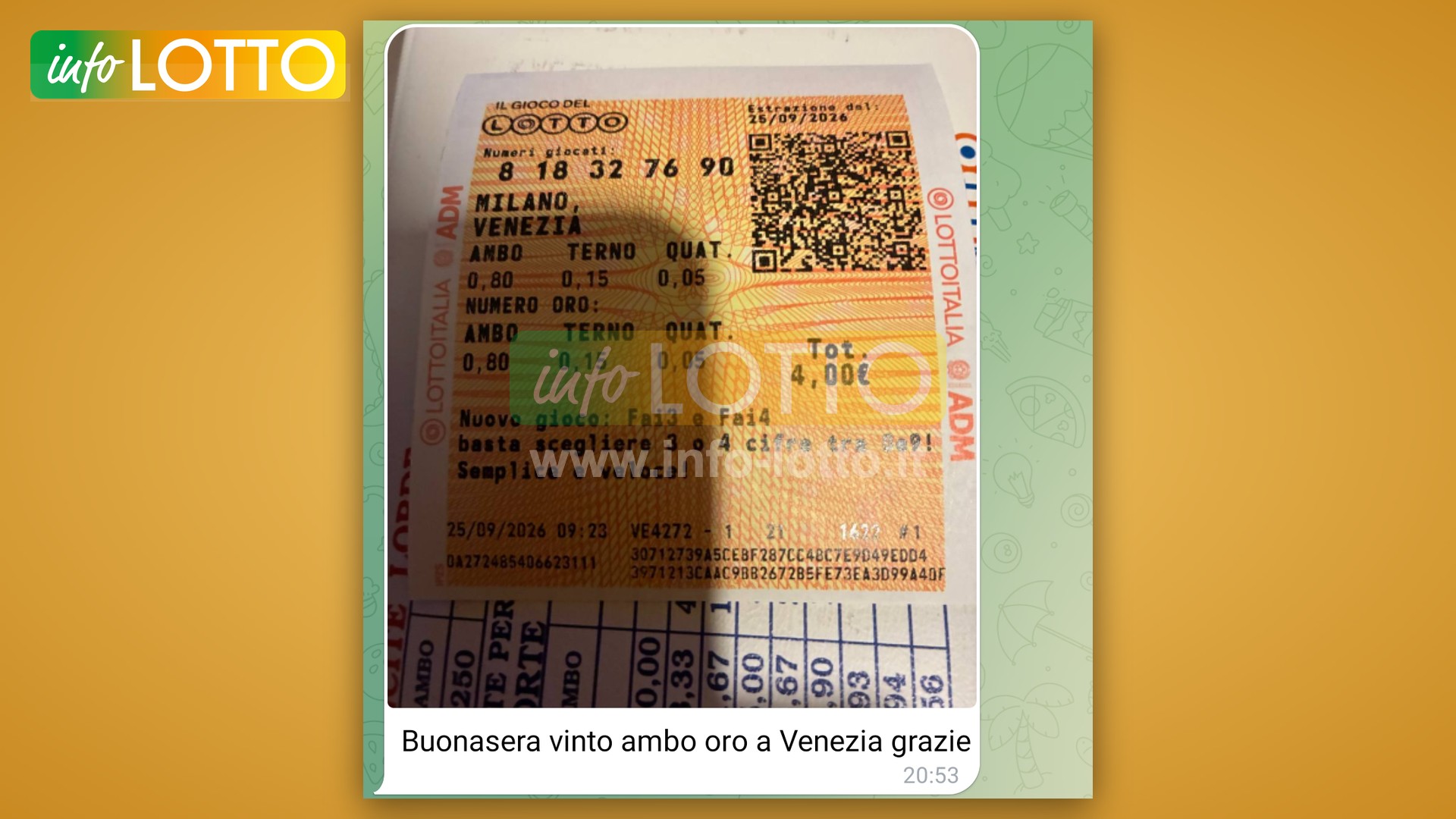 Vincita Settembre 2026